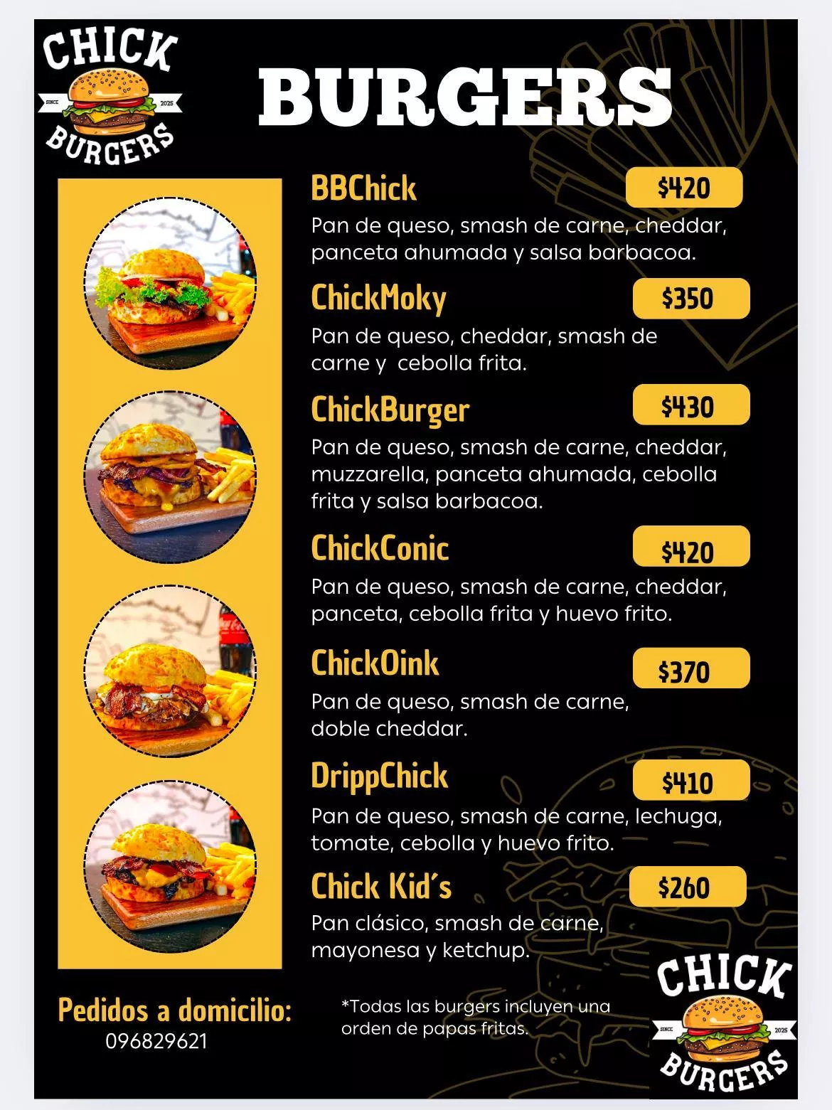 Hamburguesas del men  de la palma